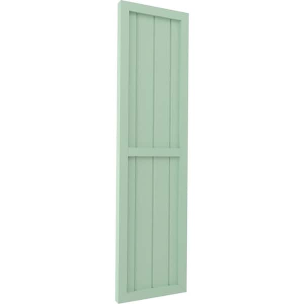 Ekena Millwork Americraft 4-Board Exterior Wood 2 Equal Panel Framed Board-n-Batten Shutters, ARW101BF414X33SGH, PR - ARW101BF414X33SGH