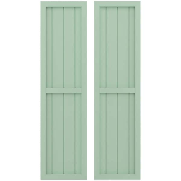 Ekena Millwork Americraft 4-Board Exterior Wood 2 Equal Panel Framed Board-n-Batten Shutters, ARW101BF414X33SGH, PR - ARW101BF414X33SGH