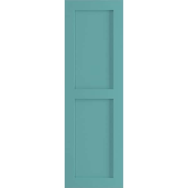Ekena Millwork True Fit PVC Two Equal Flat Panel Shutters, Pure Turquoise, 18W x 33H, PR - TFP101FPF18X033PT
