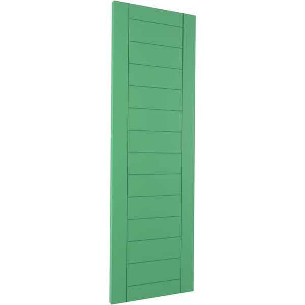Ekena Millwork True Fit PVC Horizontal Slat Framed Modern Style Fixed Mount Shutters, Lilly Pads, 15W x 48H, PR - TFP001HF15X048LP