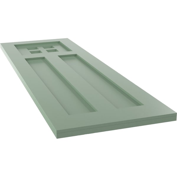 Ekena Millwork True Fit PVC San Antonio Mission Style Fixed Mount Shutters, Track Green, 18W x 27H, PR - TFP001ST18X027TG