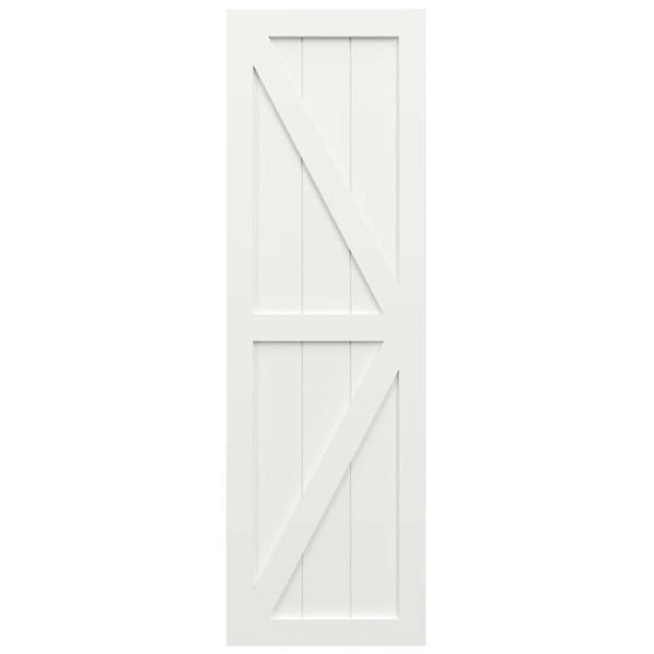 Ekena Millwork True Fit PVC Two Equal Panel Farmhouse Fixed Mount Shutters w/ Z-Bar, Unfinished , 15W x 44H, PR - TFP102FH15X044UN