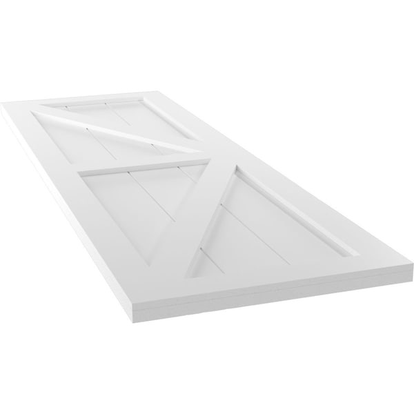 Ekena Millwork True Fit PVC Two Equal Panel Farmhouse Fixed Mount Shutters w/ Z-Bar, Unfinished , 15W x 44H, PR - TFP102FH15X044UN
