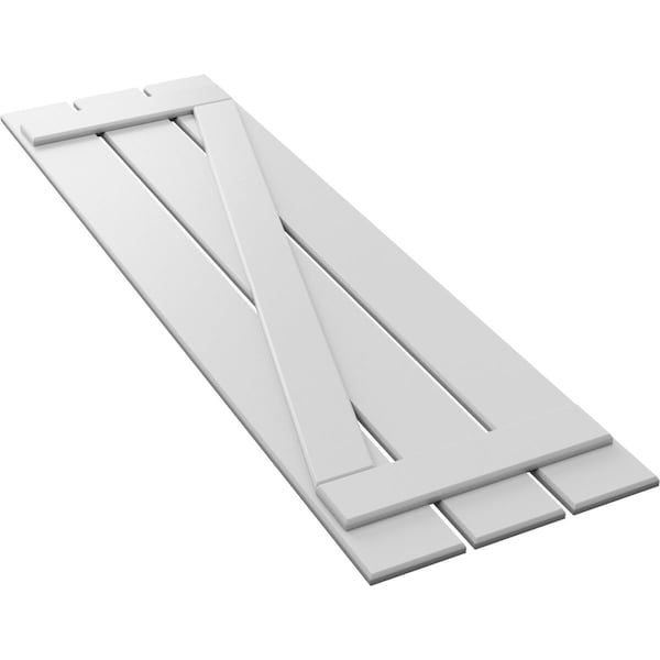 Ekena Millwork True Fit PVC, Three Board Spaced Board-n-Batten Shutters w/Z-Bar, Unfinished , 17 1/8W x 79H, PR - TFP102SB17X079UN