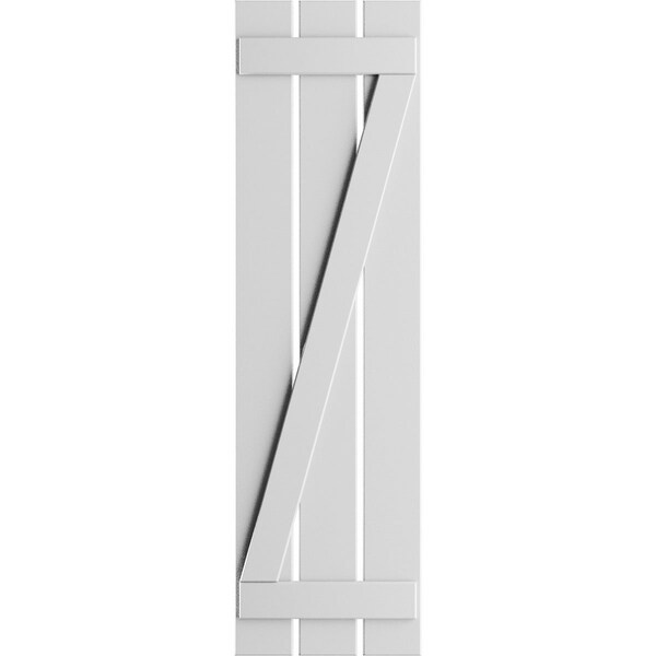 Ekena Millwork True Fit PVC, Three Board Spaced Board-n-Batten Shutters w/Z-Bar, Unfinished , 17 1/8W x 79H, PR - TFP102SB17X079UN