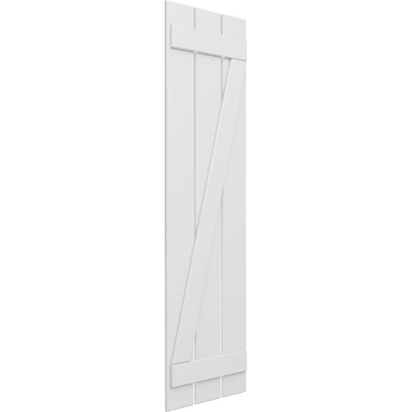 Ekena Millwork True Fit PVC, Three Board Spaced Board-n-Batten Shutters w/Z-Bar, Unfinished , 17 1/8W x 79H, PR - TFP102SB17X079UN