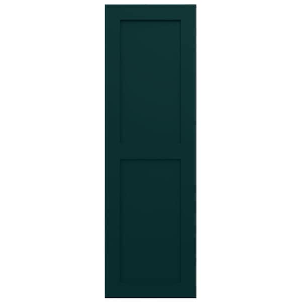 Ekena Millwork True Fit PVC Two Equal Flat Panel Shutters, Thermal Green, 15W x 72H, PR - TFP101FPF15X072FG