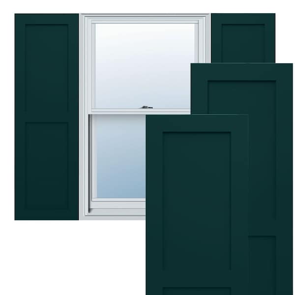 Ekena Millwork True Fit PVC Two Equal Flat Panel Shutters, Thermal Green, 15W x 72H, PR - TFP101FPF15X072FG