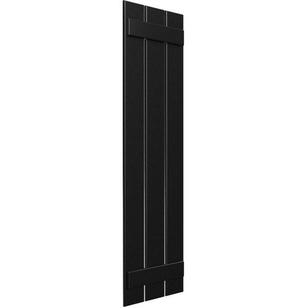 Ekena Millwork True Fit PVC Three Board Spaced Board-n-Batten Shutters, Black, 17 1/8W x 30H, PR - TFP101SBF17X030BL