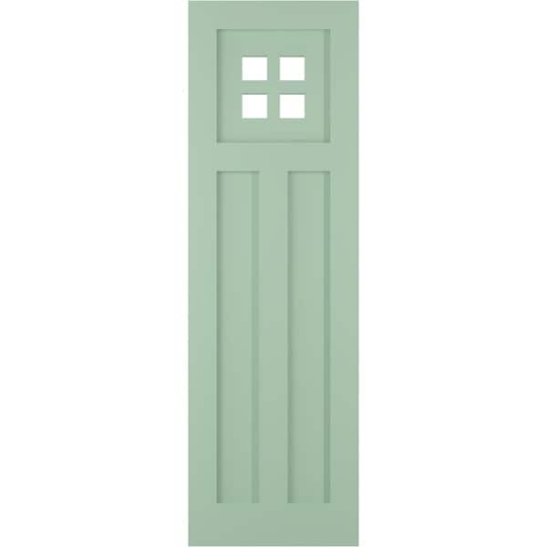 Ekena Millwork True Fit PVC San Antonio Mission Style Fixed Mount Shutters, Seaglass, 15W x 47H, PR - TFP001ST15X047SG