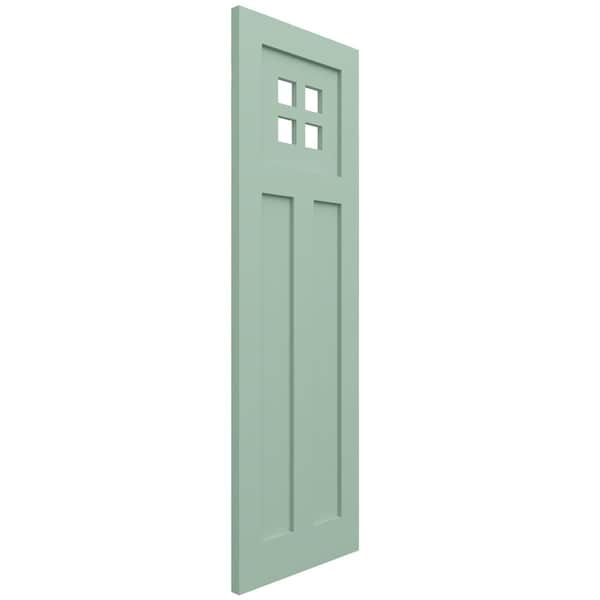 Ekena Millwork True Fit PVC San Antonio Mission Style Fixed Mount Shutters, Seaglass, 15W x 47H, PR - TFP001ST15X047SG
