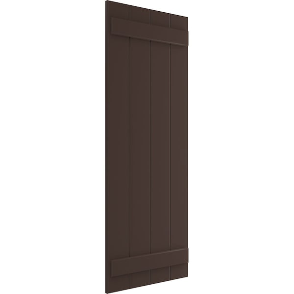 Ekena Millwork True Fit PVC Four Board Joined Board-n-Batten Shutters, Raisin Brown, 21 1/2W x 70H, PR - TFP101BBF21X070TB