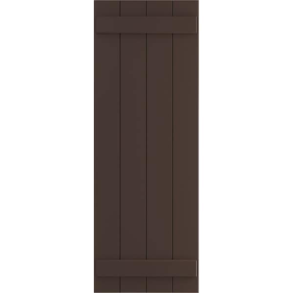 Ekena Millwork True Fit PVC Four Board Joined Board-n-Batten Shutters, Raisin Brown, 21 1/2W x 70H, PR - TFP101BBF21X070TB
