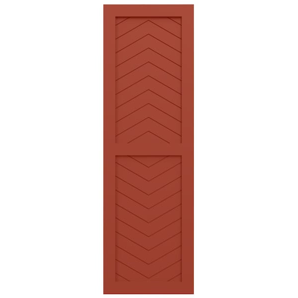 Ekena Millwork True Fit PVC Two Panel Chevron Modern Style Fixed Mount Shutters, Colorful Leaves, 15W x 62H, PR - TFP101CV15X062CL