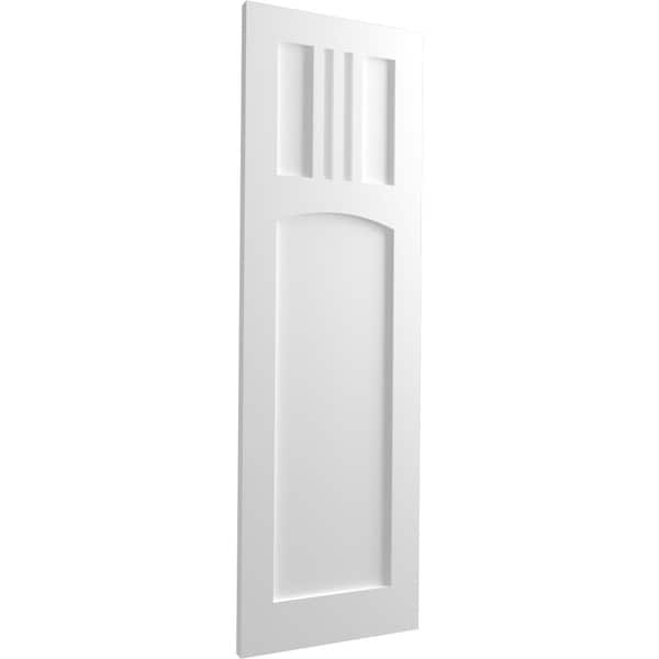 Ekena Millwork True Fit PVC San Miguel Mission Style Fixed Mount Shutters, Unfinished, 15W x 73H, PR - TFP001SM15X073UN