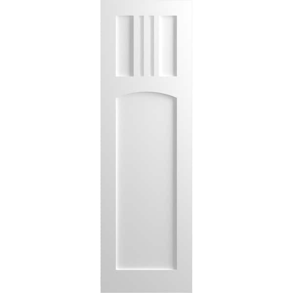 Ekena Millwork True Fit PVC San Miguel Mission Style Fixed Mount Shutters, Unfinished, 15W x 73H, PR - TFP001SM15X073UN