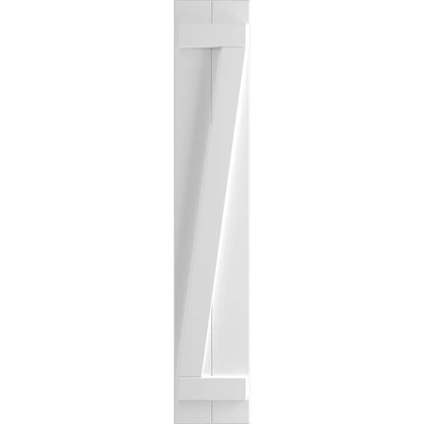 Ekena Millwork True Fit PVC Two Board Joined Board-n-Batten Shutters w/Z-Bar, White , 10 3/4W x 29H, PR - TFP102BBF11X029WH