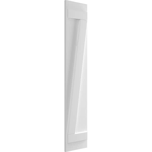 Ekena Millwork True Fit PVC Two Board Joined Board-n-Batten Shutters w/Z-Bar, White , 10 3/4W x 29H, PR - TFP102BBF11X029WH