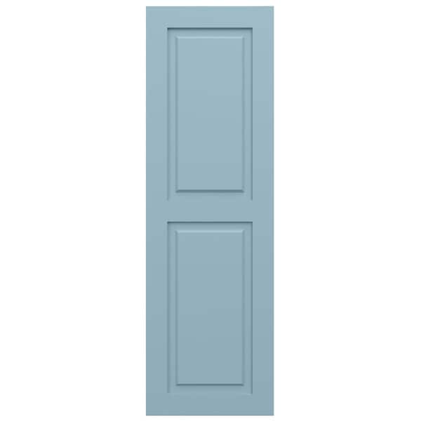 Ekena Millwork True Fit PVC Two Equal Raised Panel Shutters, Peaceful Blue, 18W x 59H, PR - TFP101RPF18X059SB
