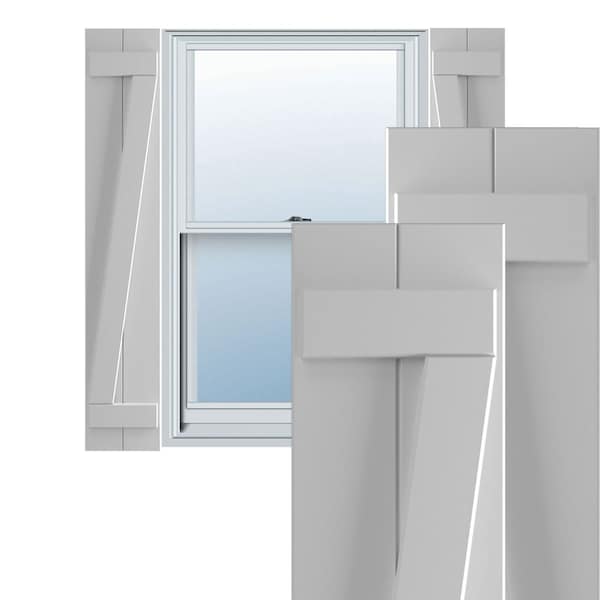 Ekena Millwork True Fit PVC Two Board Joined Board-n-Batten Shutters w/Z-Bar, Primed , 10 3/4"W x 52"H - TFP102BBF11X052PR