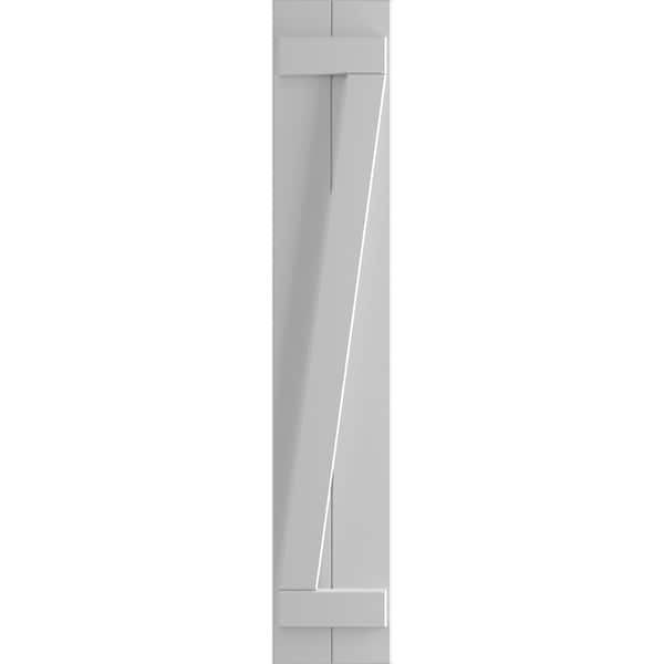 Ekena Millwork True Fit PVC Two Board Joined Board-n-Batten Shutters w/Z-Bar, Primed , 10 3/4"W x 52"H - TFP102BBF11X052PR