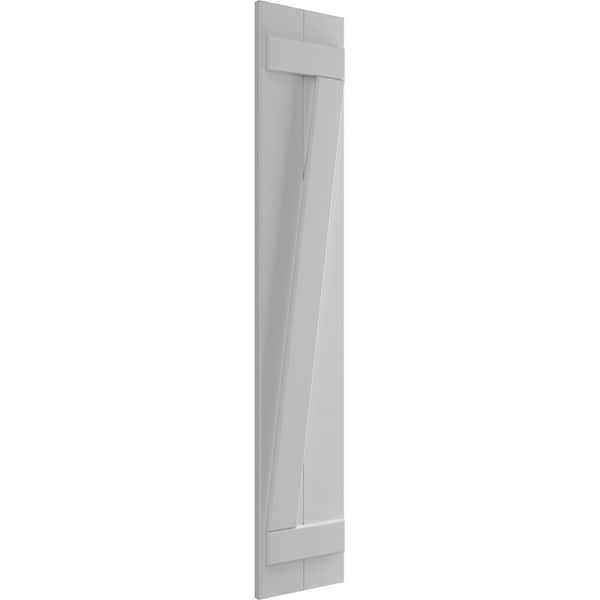 Ekena Millwork True Fit PVC Two Board Joined Board-n-Batten Shutters w/Z-Bar, Primed , 10 3/4"W x 52"H - TFP102BBF11X052PR