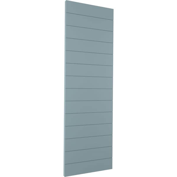 Ekena Millwork True Fit PVC Horizontal Slat Modern Style Fixed Mount Shutters, Peaceful Blue, 12W x 69H, PR - TFP001HZ12X069SB