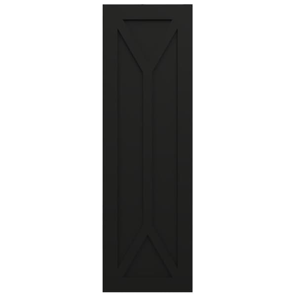 Ekena Millwork True Fit PVC San Carlos Mission Style Fixed Mount Shutters, Black, 15W x 26H, PR - TFP001SC15X026BL