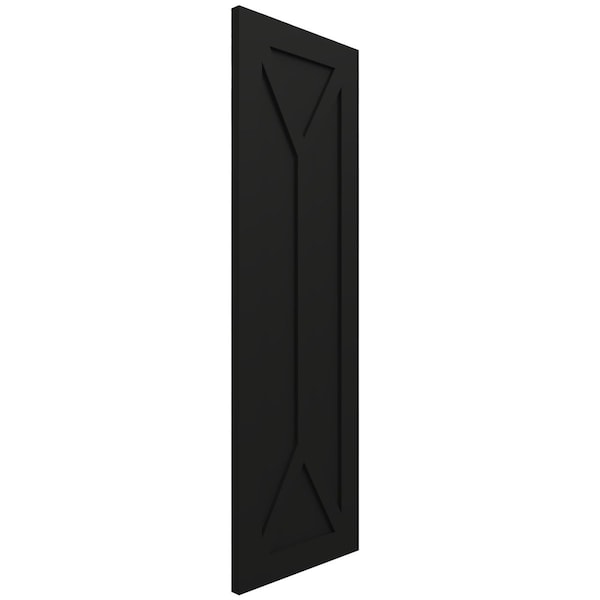 Ekena Millwork True Fit PVC San Carlos Mission Style Fixed Mount Shutters, Black, 15W x 26H, PR - TFP001SC15X026BL
