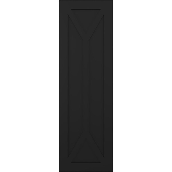 Ekena Millwork True Fit PVC San Carlos Mission Style Fixed Mount Shutters, Black, 15W x 26H, PR - TFP001SC15X026BL