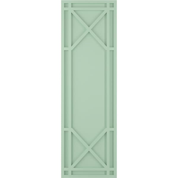 Ekena Millwork True Fit PVC Bungalow Fixed Mount Shutters, Seaglass, 15W x 48H, PR - TFP001BG15X048SG
