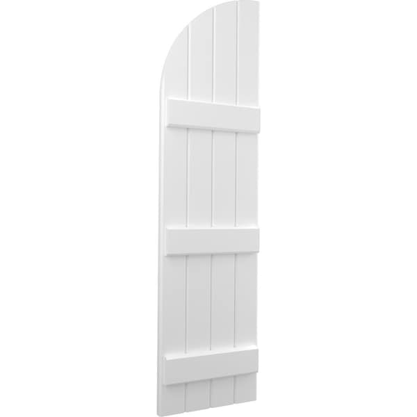 Ekena Millwork Americraft 4-Board (3 Batten) Wood Joined Board-n-Batten Shutters w/ Arch Top, ARW401BQ414X66WHH, PR - ARW401BQ414X66WHH