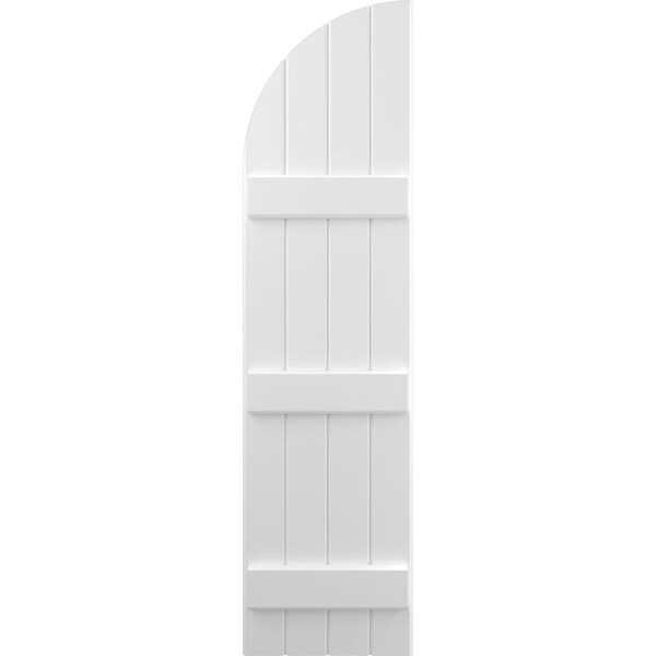 Ekena Millwork Americraft 4-Board (3 Batten) Wood Joined Board-n-Batten Shutters w/ Arch Top, ARW401BQ414X66WHH, PR - ARW401BQ414X66WHH