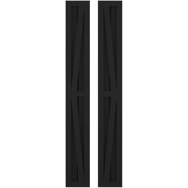 Ekena Millwork Americraft 2-Board Wood 2 Equal Panel Frmd Board-n-Batten Shutters w/Dubl Z-Bar, ARW102BF207X59BLH, PR - ARW102BF207X59BLH
