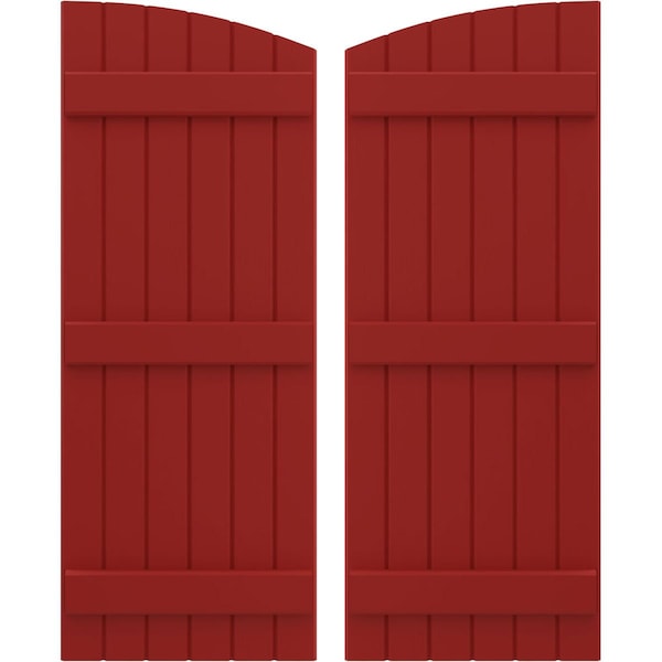 Ekena Millwork Americraft 6-Board (3 Batten) Wood Joined Board-n-Batten Shutters w/Ellipt Top, ARW401BE621X77BRH, PR - ARW401BE621X77BRH