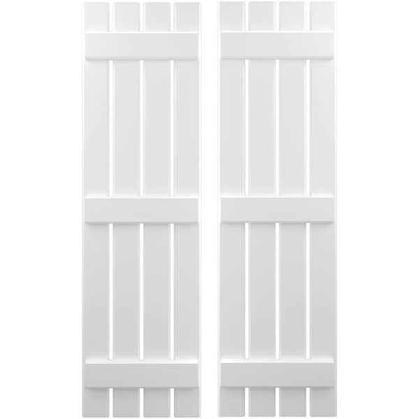 Ekena Millwork Americraft 4-Board (3 Batten) Exterior Real Wood Spaced Board-n-Batten Shutters, ARW401SB415X50WHH, PR - ARW401SB415X50WHH