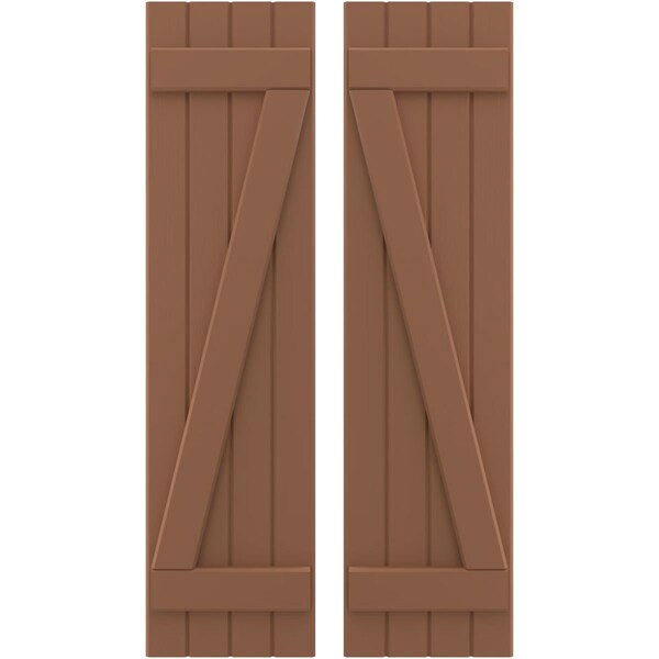 Ekena Millwork Americraft 4-Board (2 Batten) Wood Joined Board-n-Batten Shutters w/ Z-Bar, ARW102BB414X58BTH, PR - ARW102BB414X58BTH