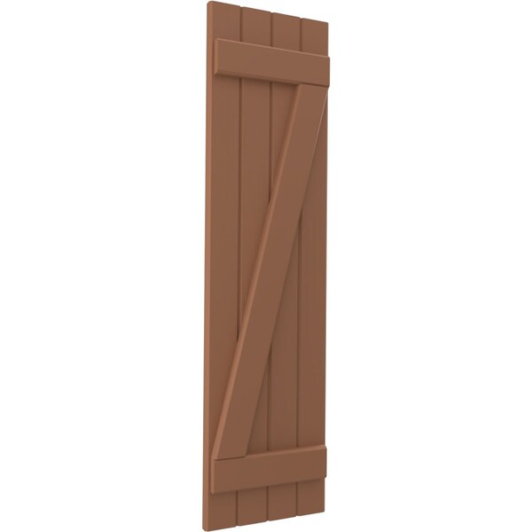 Ekena Millwork Americraft 4-Board (2 Batten) Wood Joined Board-n-Batten Shutters w/ Z-Bar, ARW102BB414X58BTH, PR - ARW102BB414X58BTH