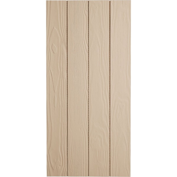 Ekena Millwork Rustic Four Board Joined Board-n-Batten Sandblasted Faux Wood Shutters w/No Batten, 22W x 32H, PR - SHUBJN22X32SDPR