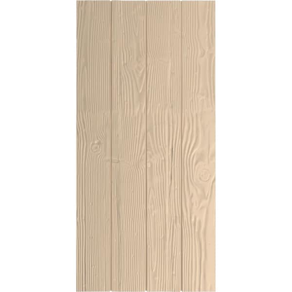 Ekena Millwork Rustic Four Board Joined Board-n-Batten Sandblasted Faux Wood Shutters w/No Batten, 22W x 32H, PR - SHUBJN22X32SDPR