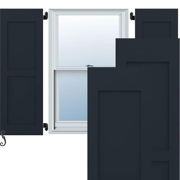 Ekena Millwork Americraft 2 Equal Flat Panel Exterior Real Wood Shutters, RW101FP12X44OBH, PR - RW101FP12X44OBH
