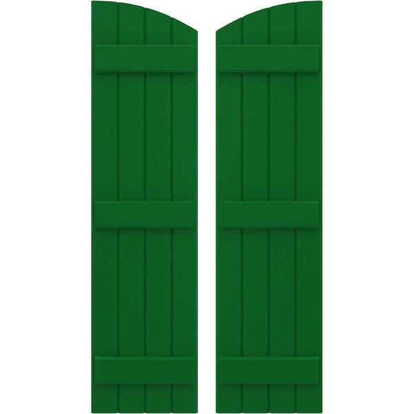 Ekena Millwork Americraft 4-Board (3 Batten) Wood Joined Board-n-Batten Shutters w/Ellipt Top, ARW401BE414X62HGH, PR - ARW401BE414X62HGH
