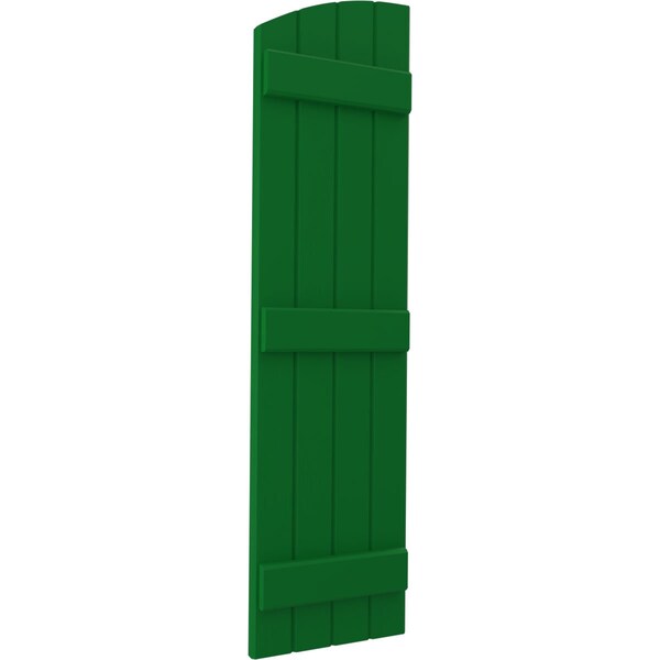 Ekena Millwork Americraft 4-Board (3 Batten) Wood Joined Board-n-Batten Shutters w/Ellipt Top, ARW401BE414X62HGH, PR - ARW401BE414X62HGH