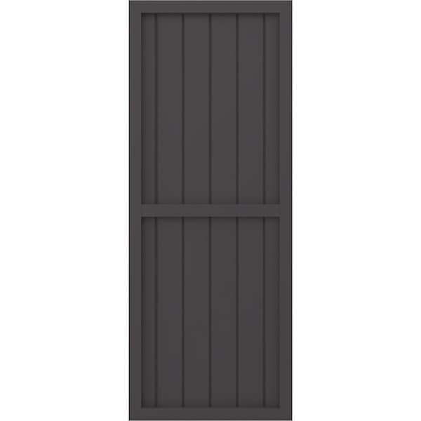 Ekena Millwork Americraft 6-Board Exterior Wood 2 Equal Panel Framed Board-n-Batten Shutters, ARW101BF621X53SMH, PR - ARW101BF621X53SMH