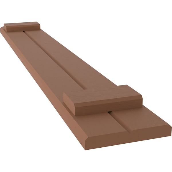 Ekena Millwork Americraft 2-Board (2 Batten) Wood Joined Board-n-Batten Shutters w/Ellipt Top, ARW101BE207X59BTH, PR - ARW101BE207X59BTH