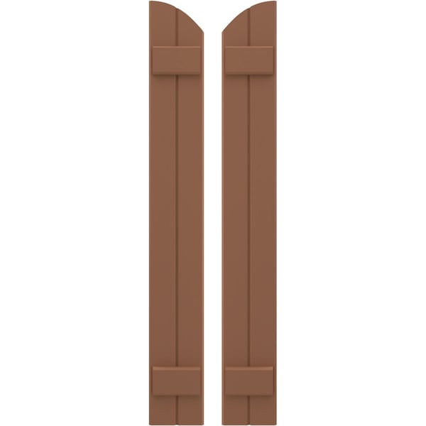 Ekena Millwork Americraft 2-Board (2 Batten) Wood Joined Board-n-Batten Shutters w/Ellipt Top, ARW101BE207X59BTH, PR - ARW101BE207X59BTH