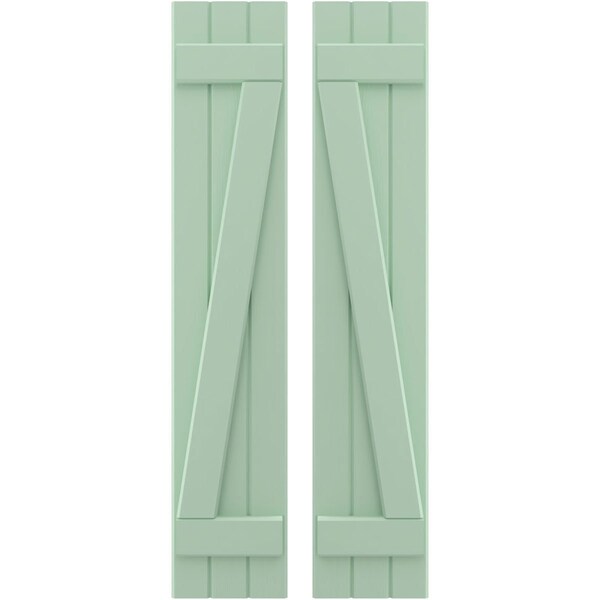 Ekena Millwork Americraft 3-Board (2 Batten) Wood Joined Board-n-Batten Shutters w/ Z-Bar, ARW102BB311X84SGH, PR - ARW102BB311X84SGH