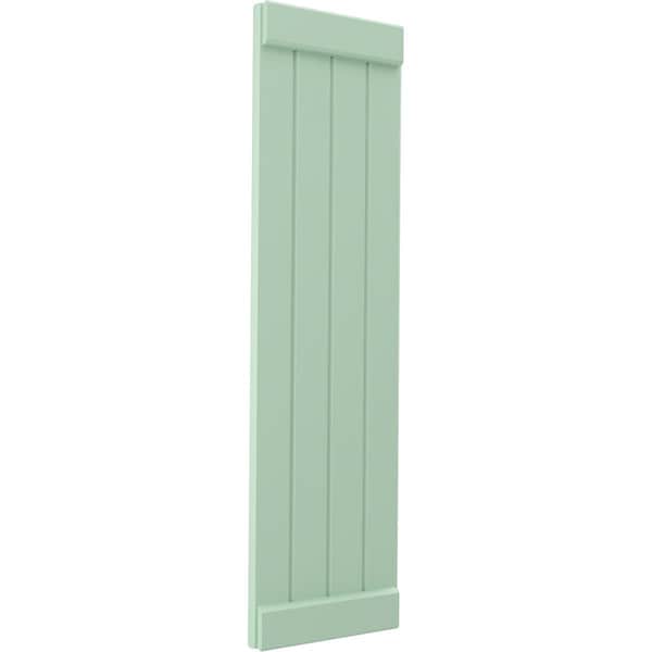 Ekena Millwork Americraft 4-Board Exterior Wood Joined Board-n-Batten Shutters w/ End Batten, ARW103BB414X41SGH, PR - ARW103BB414X41SGH