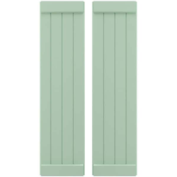 Ekena Millwork Americraft 4-Board Exterior Wood Joined Board-n-Batten Shutters w/ End Batten, ARW103BB414X41SGH, PR - ARW103BB414X41SGH