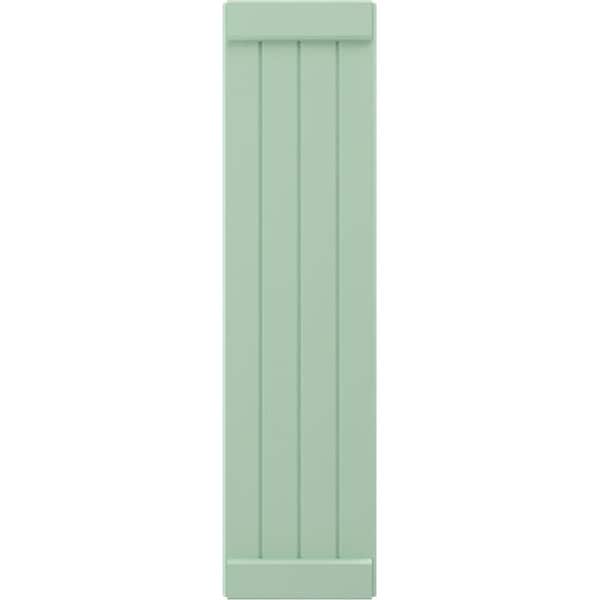 Ekena Millwork Americraft 4-Board Exterior Wood Joined Board-n-Batten Shutters w/ End Batten, ARW103BB414X41SGH, PR - ARW103BB414X41SGH